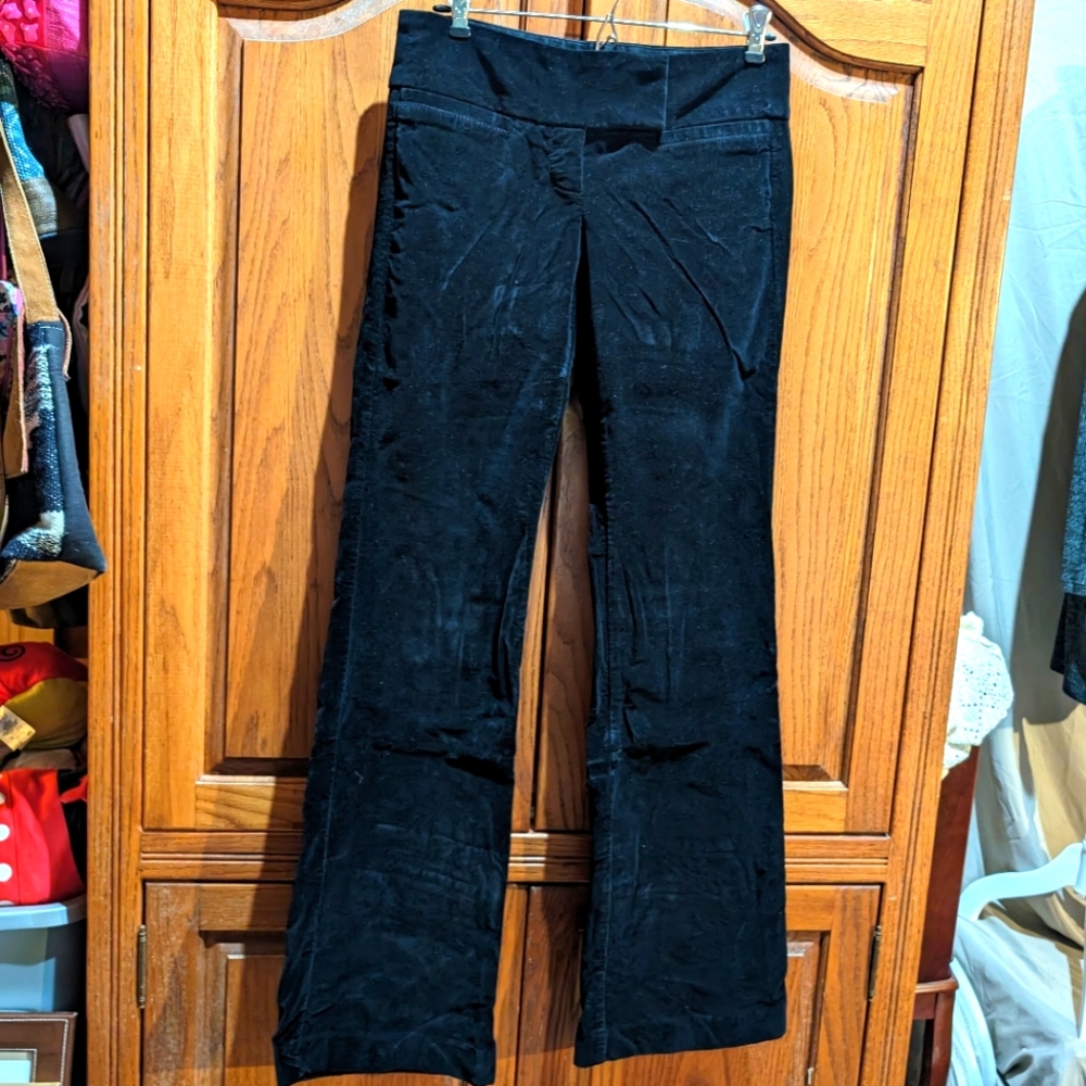 Billy Blues 2 vintage 00s black velvet hip hugger flare‎ Xlong tab waist pants
